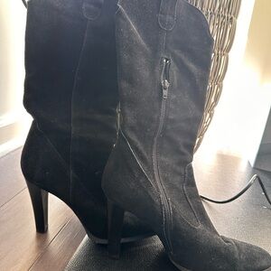 Laundry By Shelli Segal Black Heeled Boots with Stiletto Heel 9.5